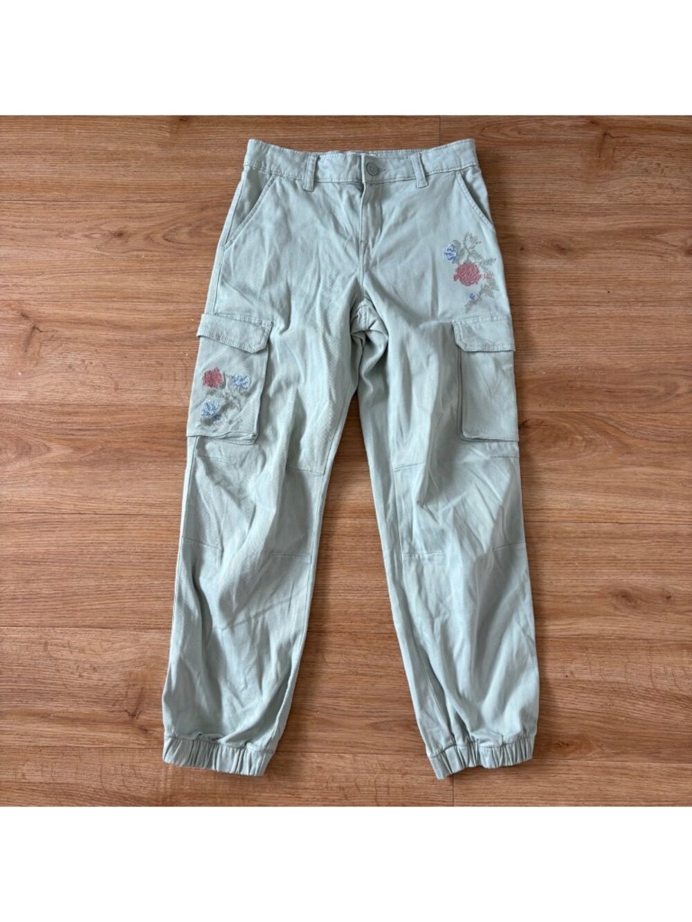 Abercrombie & Fitch Kids Cargo Jogger Embroidered Mint Blue Girls Size 11/12